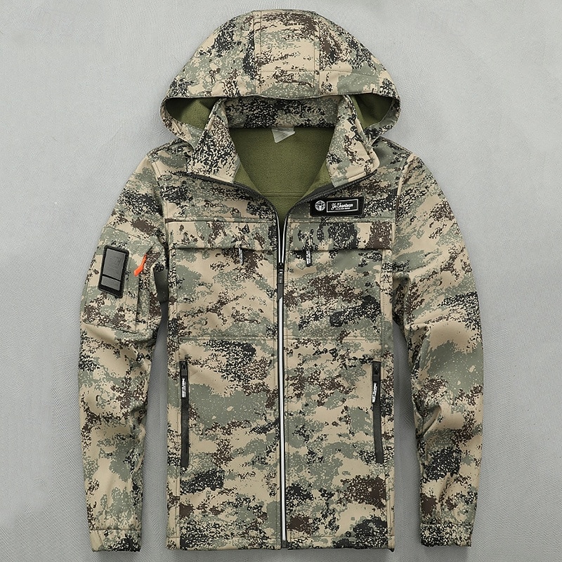 Men's Hiking Jacket Fleece Jacket Winter Coat Puffer Jacket Thermal Set Winter Autumn / Fall Outdoor Camo Thermal Warm Waterproof Windproof Top Black Green Khaki 2026 - $70.99 –P7