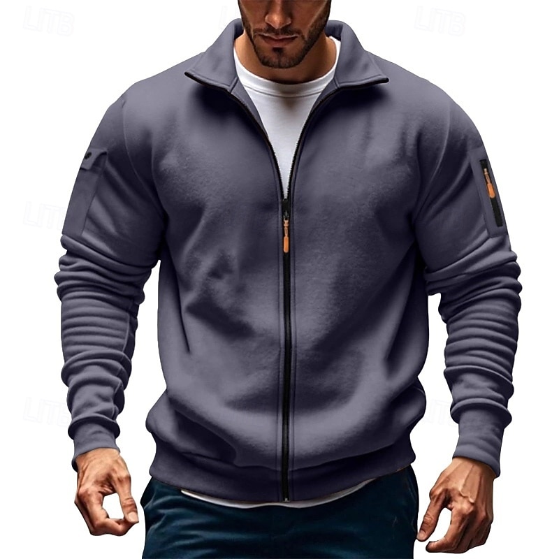 Per uomo Felpa con cappuccio Felpa con cappuccio a zip intera Felpa con cappuccio in pile Felpa con cappuccio tattica Nero Bianco Verde militare Rosso Borgogna Colletto Mao Semplice Cerniera Sport del 2025 a $27.99 –P5