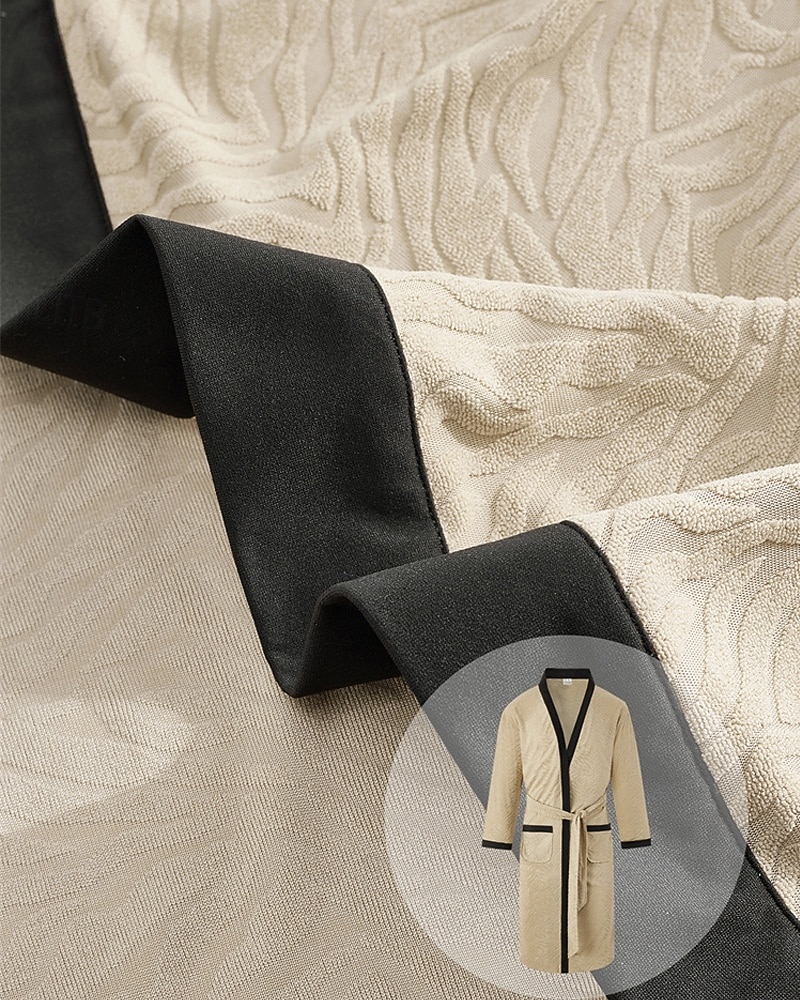 Herr Pyjamas Sovkläder Badrock Slät Mode Stylish Klassisk Hem Dagligen Säng Polyester Komfort Mjuk V-hals Långärmad Ficka Inkl. bälte Vår Höst Svart Vit 2025 - $27.99 –P8