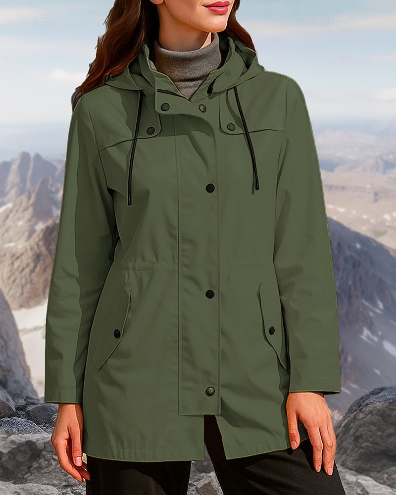 Damen Outdoorjacke Wanderjacke Regenmantel Außen Wasserdicht Winddicht Leicht Wanderoutfits Wanderbekleidung Frühling Herbst Jacke Jagd Klettern Camping / Wandern / Höhlenforschung Einfarbig Schwarz 2026 - $52.99 –P8