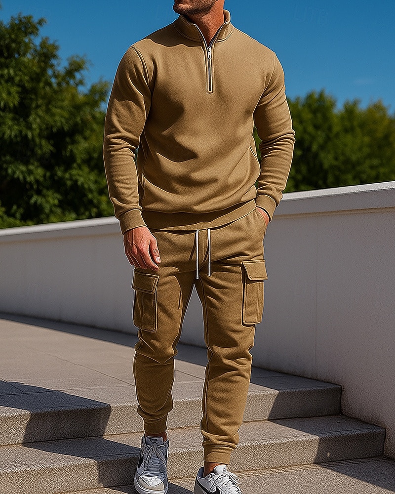 Per uomo Tuta da 2 pezzi Set di tute in pile Abiti da salotto Cerniera a un quarto Tinta unita Completo Abbigliamento Autunno & Inverno Nero Bianco All'aperto Viaggio Sportivo cascante Caldo Manica del 2025 a $45.99 –P3