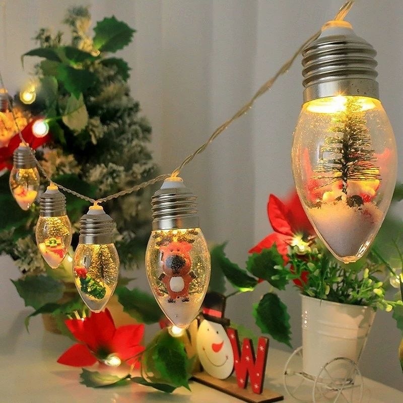 Guirlande lumineuse de Noël à ampoules, flocon de neige, sapin de Noël, 1,5 m, 10 LED, alimentée par piles, pour fête de Noël, fenêtre, balcon, porche de 2025 ? $15.99 –P6