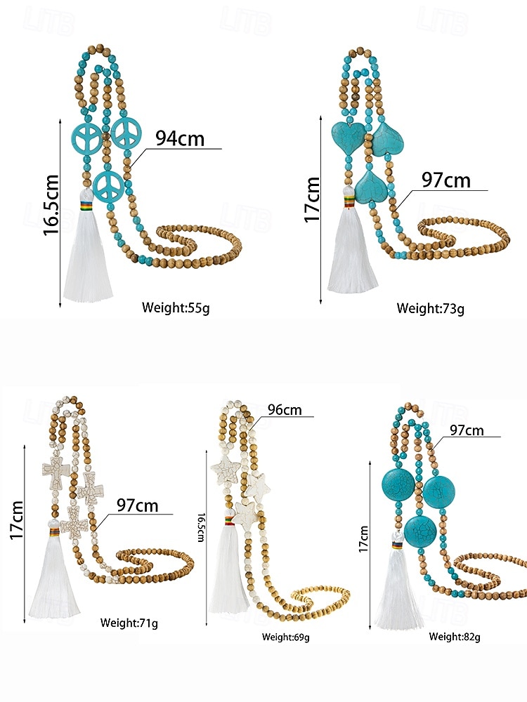Women's Long Beaded Tassel Necklace with Star Pendant, Bohemian Wooden Beads Jewelry for Casual Outfits, Beachwear and Parties 2026 - $11.99 –P12