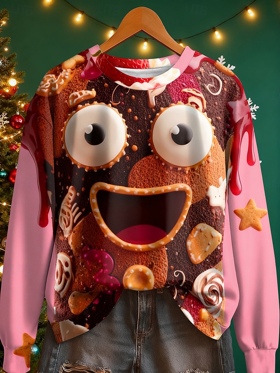 Damskie Pullover Graficzny Geometryczny Ciepłe Klasyczny Codzienny Długi rękaw Półgolf Zwykłe topy Dom Ulica Na co dzień Nadruk Biały Żółty Rumiany róż Brązowy Jesień Zima 2025 - $29.99 –P2