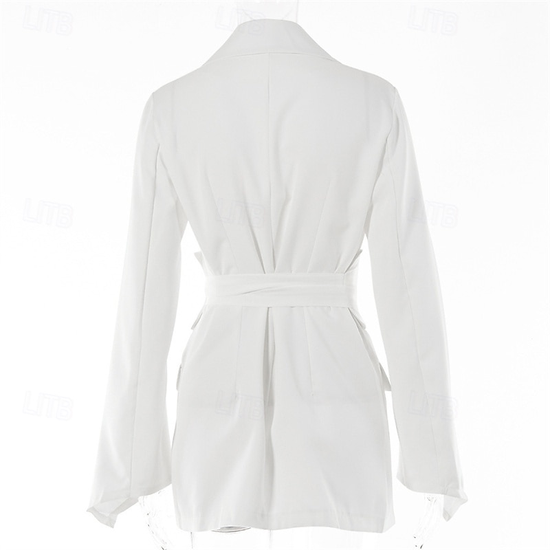 Damen Blazer Bequem Tasche Elegant Mode Outdoor Einfach Ausgehen Alltagstauglich Wochenende Strickjacke Regulär Revers Normale Passform Langarm Oberbekleidung Schwarz Weiß Blau Frühling Herbst 2026 - $32.99 –P5