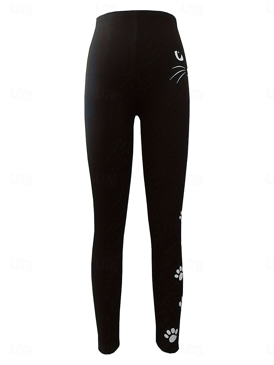 Mujer pantalones Polainas Leggings cómodos Vacaciones Vintage Ropa de calle Longitud total Cintura Media Graphic Animal Gato Cintura elástica Estampado Confortable Al Aire Libre Cómodo Alta 2026 - $21.99 –P4