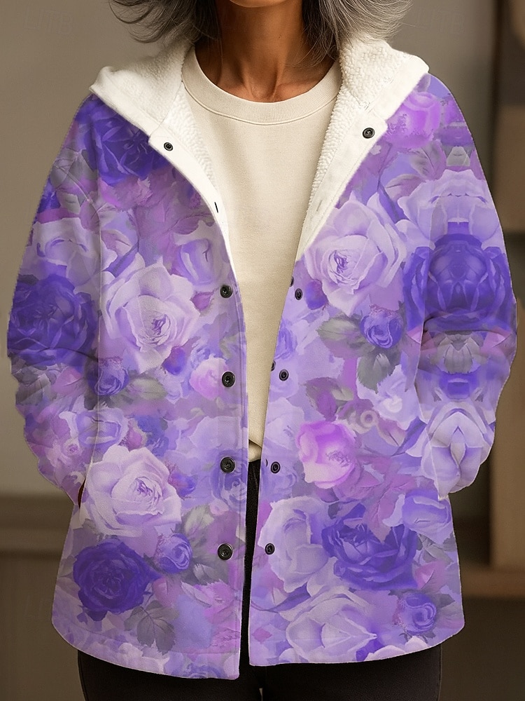 Dames Winterjas Winterjack Fleece Gevoerd Warm Sneldrogend Knopen Dagelijkse Moderne Casual Comfortabel Bloem Vakantie Athleisure Dagelijkse Capuchon Loose Fit Mouwloos Bovenkleding Lichtblauw Geel 2026 - $61.99 –P5