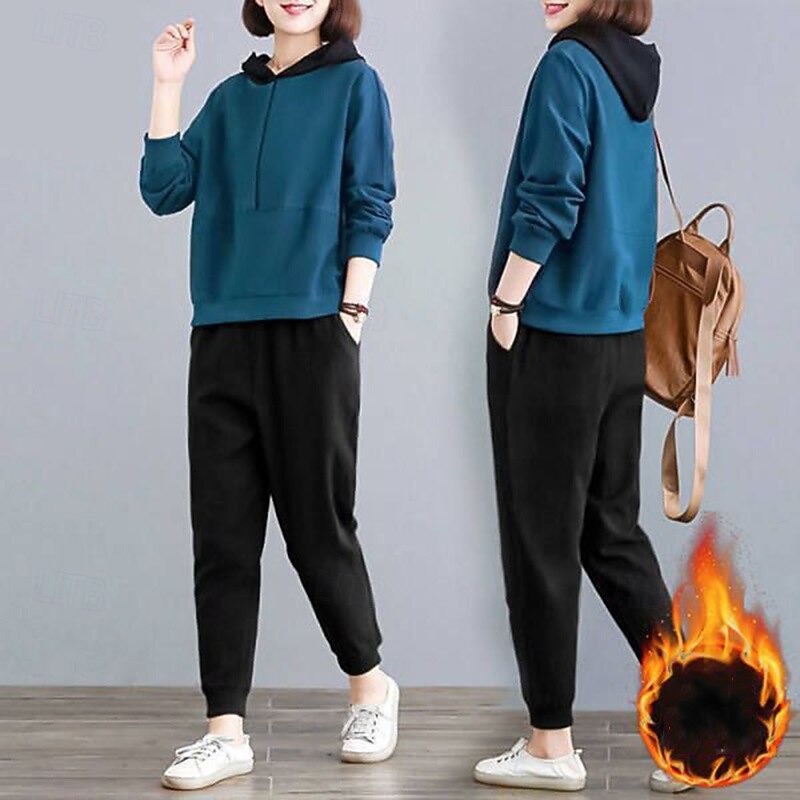 Per donna Felpe con cappuccio da salotto Tute in pile con tasca Tinta unita Completo Abbigliamento Autunno & Inverno Nero Rosso Palestra All'aperto Corsa Antivento Caldo Manica Lunga Sport del 2025 a $74.99 –P5