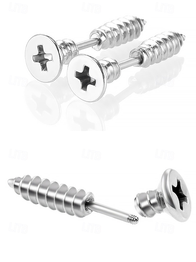 2026年 女性用ハロウィンステンレススチール製スクリューイヤリング - コスチュームパーティーやコスプレに最適なパンクゴシックスタッドジュエリー  コレクション – $5.99 –P9