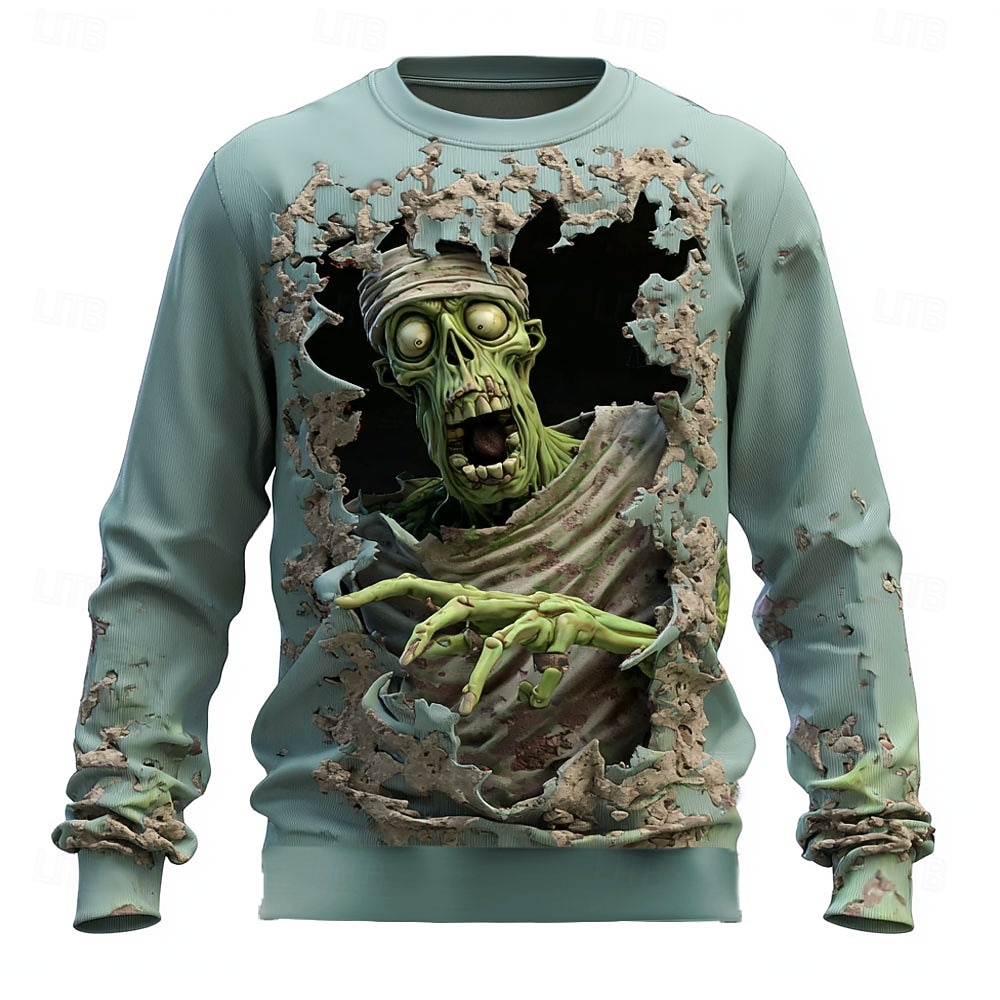 Halloween Ανδρικά Ζόμπι 3D Πουλόβερ Πανκ Πάρτι Στρογγυλή Ψηλή Λαιμόκοψη Διακοπές Θαλασσί Βυσσινί Λαιμόκοψη 3D Όλες οι εποχές Σχεδιαστής 2025 - $29.99 –P1