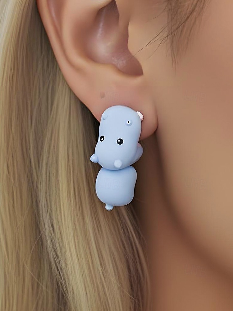 Pendientes de animales de Halloween para mujer: bonitos pendientes de aleación en 3D con dibujos de dinosaurios, cerdos e hipopótamos para fiestas, cosplay y regalos. 2026 - $5.99 –P2