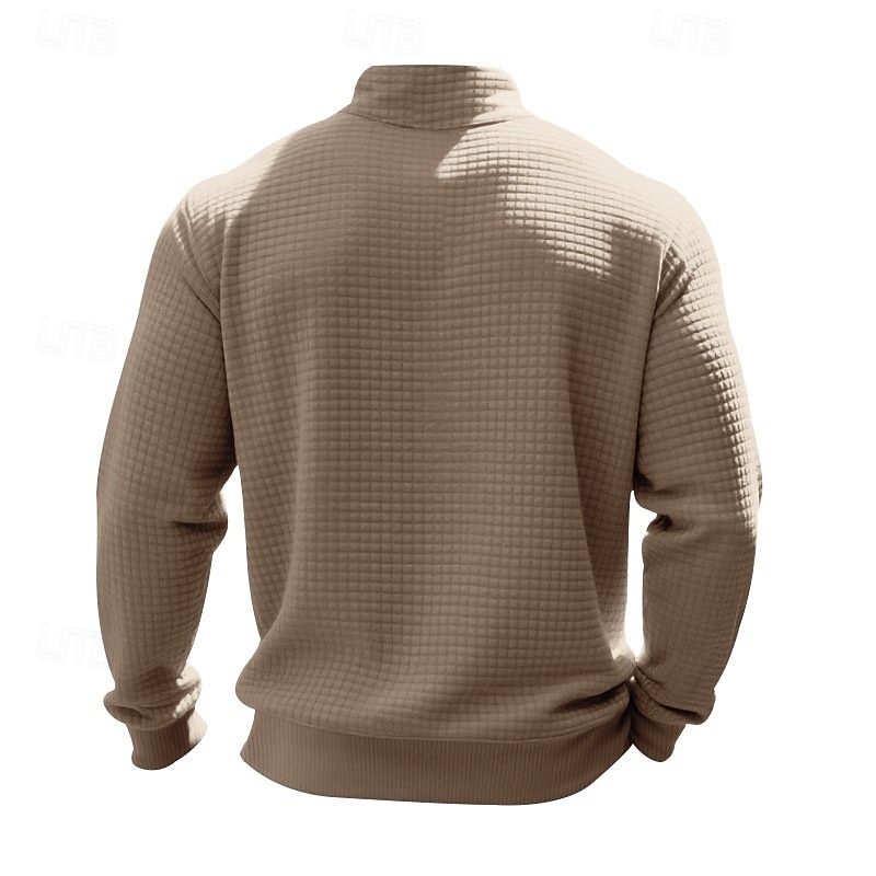 Per uomo Maglia Felpa a nido d'ape Felpa con cappuccio Maglione Felpa con zip corta Nero Bianco Blu marino Cachi Grigio chiaro Colletto Mao Semplice Patchwork Sport & Outdoor Casuale Quotidiano del 2025 a $23.99 –P8