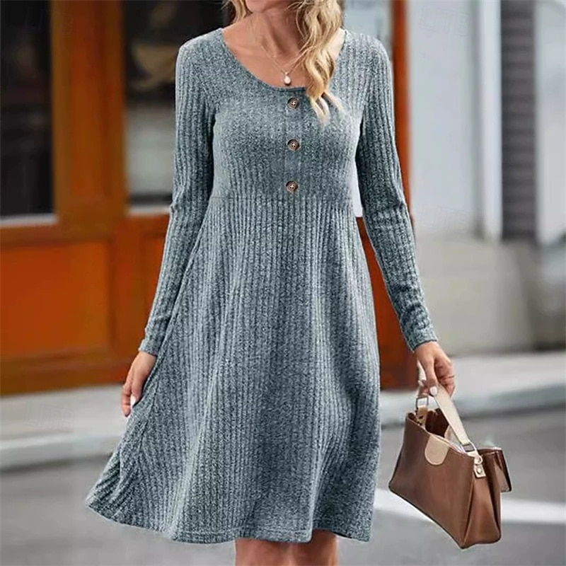 Dam Mini klänning Vardagsklänning Elegant Mode Modern Utomhus Dagligen Utekväll Normal Slät Långärmad Enaxlad Rubinrött Grå Vår Höst 2025 - $21.99 –P1
