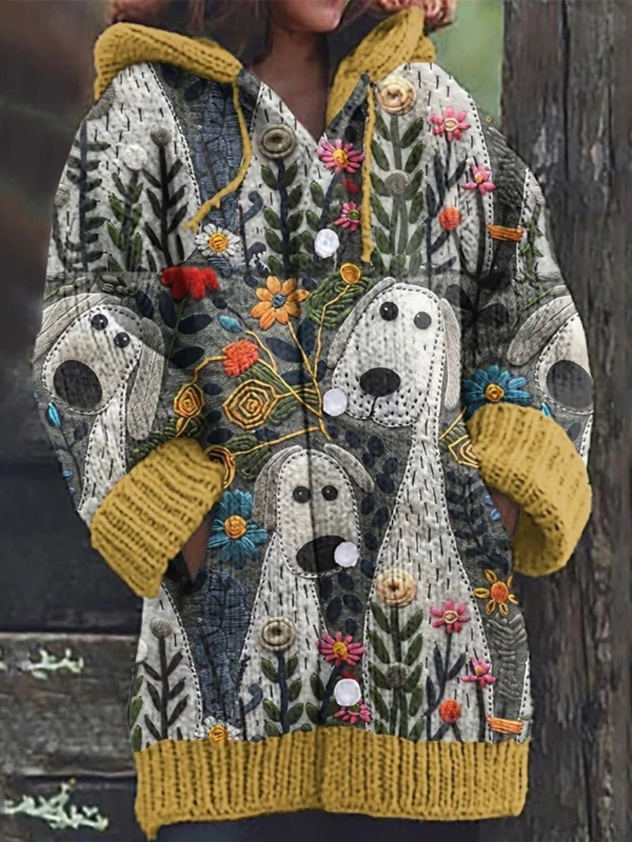 Damen Pullover Strickjacke Lässig Weich Grafik Geometrisch Farbblock Gerippt Mit Kapuze Tasche Knöpfe Gestrickt Langarm Lange Oberteile Stricken Outdoor Täglich Wochenende Gelb Grün Herbst Winter 2025 - $52.99 –P2