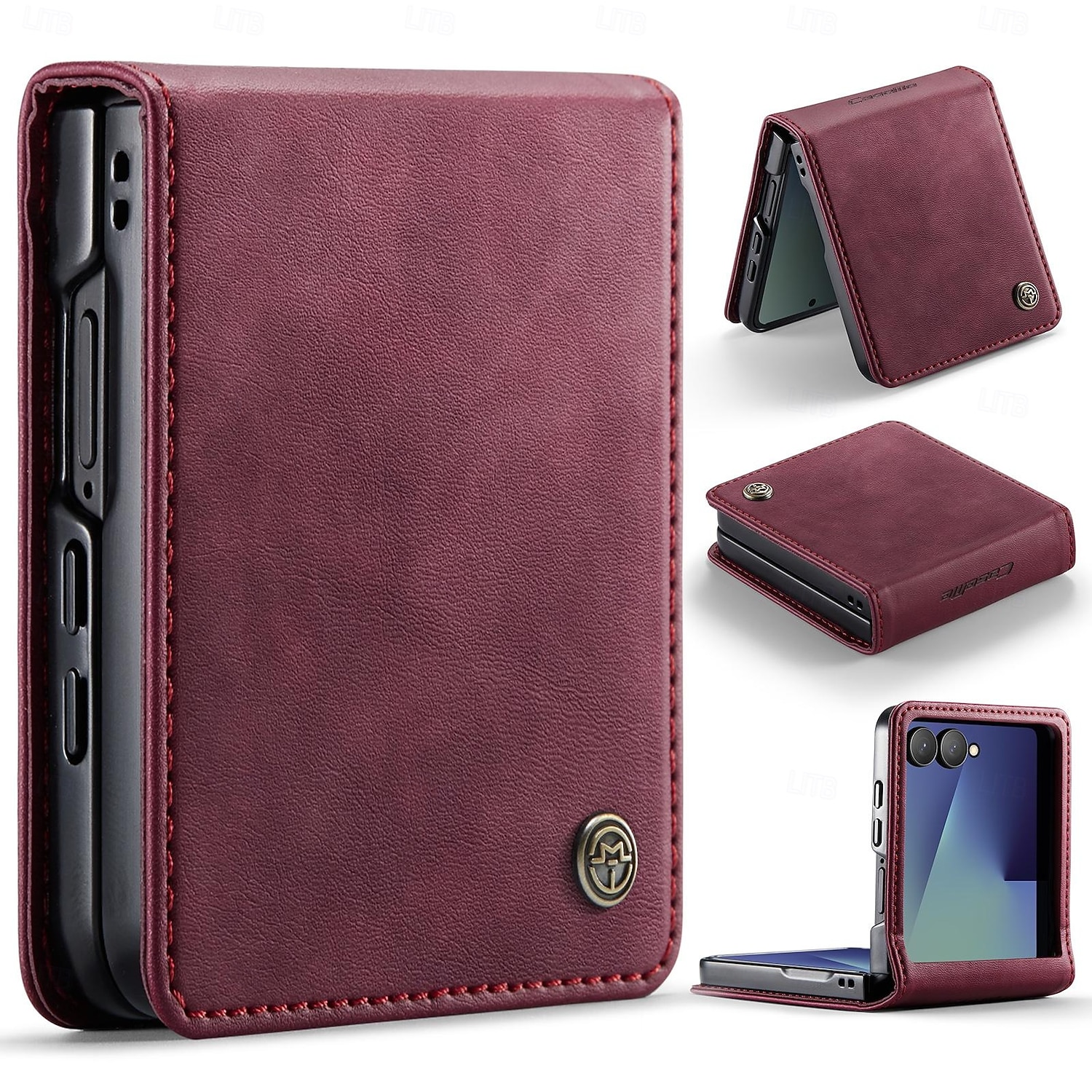 Handy Hülle Handyhüllen Für Samsung Galaxy Z Flip 7 Magnetische Adsorption Brieftaschenhülle Magnetisch Vollschutz Ständer TPU PU-Leder 2026 - $15.99 –P4