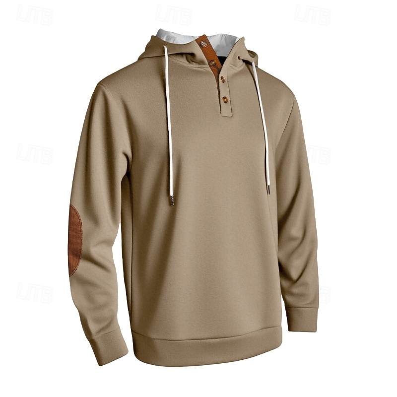 Men's Hoodie Pullover Hoodie Sweatshirt Button Up Hoodie Black Navy Blue Royal Blue Khaki Light Grey Hooded Plain Patchwork Color Block Sports & Outdoor Casual Daily Streetwear Cool Sportswear Spring 2026 - $28.99 –P4