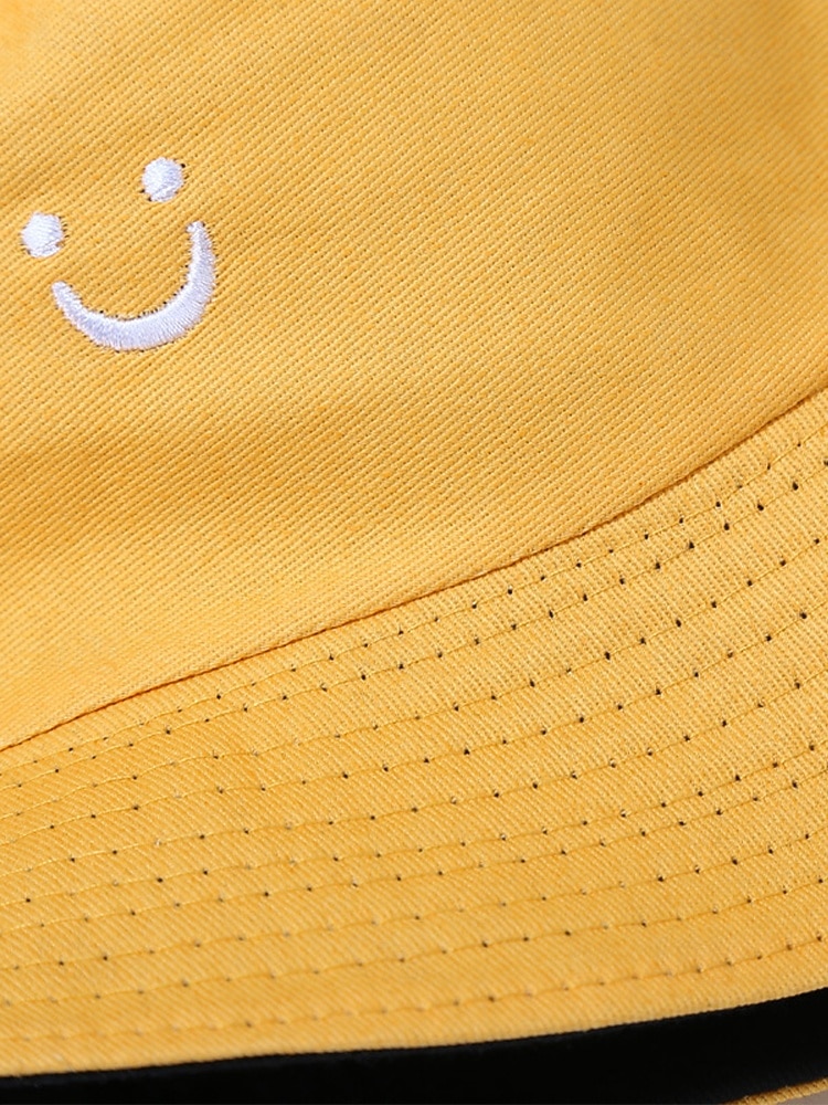 Damhatt med vändbar smiley-ansikte, avslappnad solhatt i bomull för utomhusresor, strand och vardagsbruk 2025 - $11.99 –P11