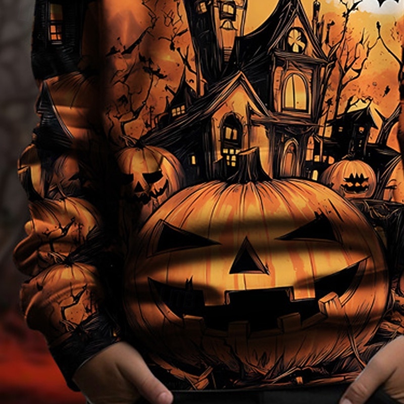 Halloween Dla chłopców 3D Dynia Bluza z Kapturem Długi rękaw Wiosna Jesień Moda Moda miejska Dzieci 4-12 lat Kaptur Na zewnątrz Codzienny Regularny 2025 - $18.99 –P5