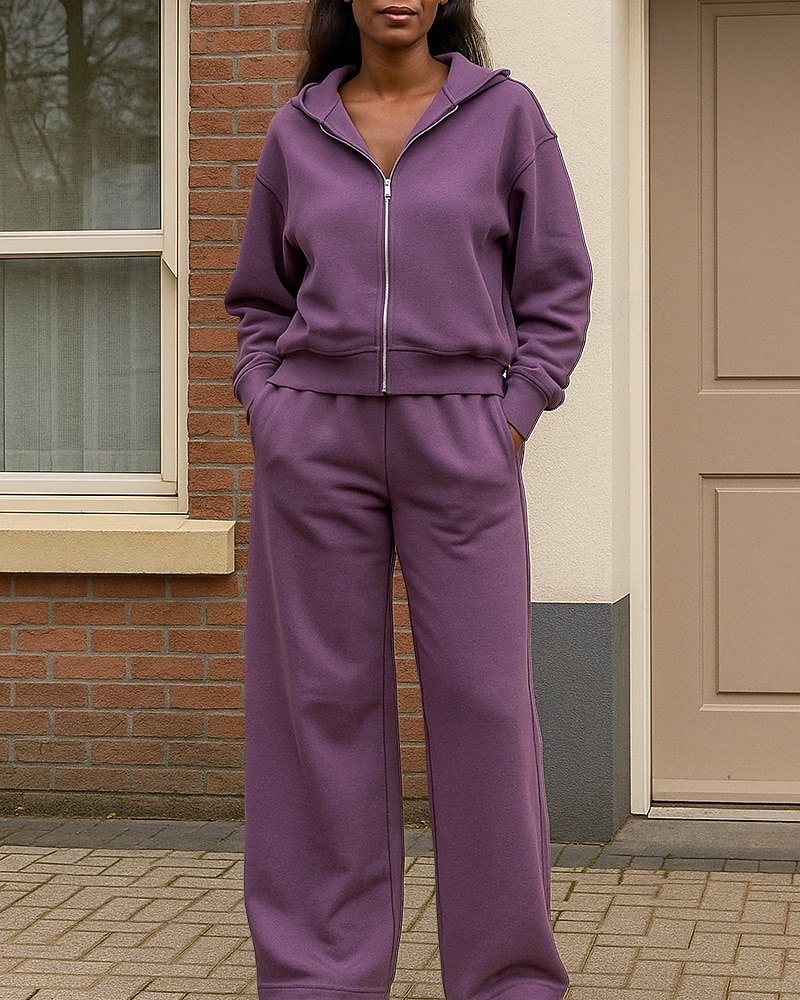 Per donna Felpa con cappuccio e zip Top attillato Tuta da 2 pezzi Baggy con tasca Tinta unita Completo Abbigliamento Autunno Rosa Viola Escursionismo Lavoro All'aperto Manica Lunga Sport del 2026 a $36.99 –P3