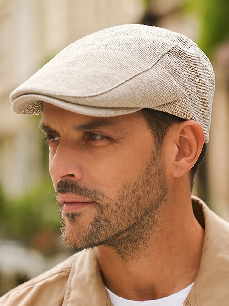 Casquette plate en lin et coton respirant pour homme, chapeau gavroche vintage classique pour tenue décontractée, conduite et activités de plein air de 2025 ? $11.99 –P1
