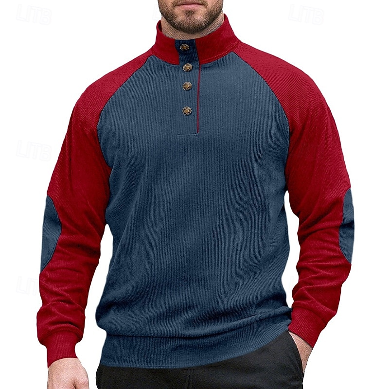 Hombre Sudadera Pana Sudadera Con Capucha Sudadera con capucha y botones Albaricoque Vino Verde Ejército Azul Marino Marrón Cuello Mao Plano Retazos Deporte Casual Diario Ropa de calle Fresco Ropa 2025 - $27.99 –P8