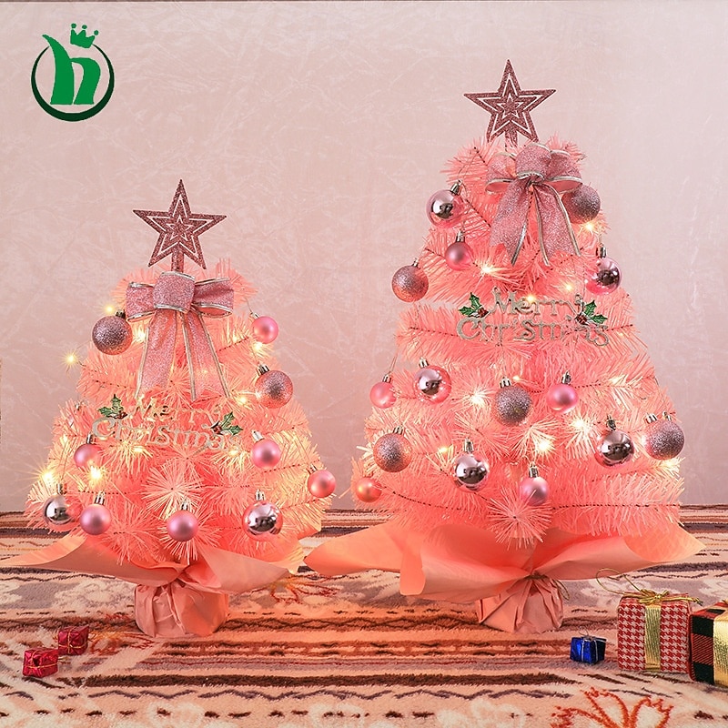 Tabletop Christmas Tree with Lights 45cm, Pink/Green Artificial Christmas Tree Mini Small Xmas Tree, with Christmas Ball Ornaments for Holiday Indoor DIY Christmas Decoration Gifts 2025 - CAD $18.9 –P5