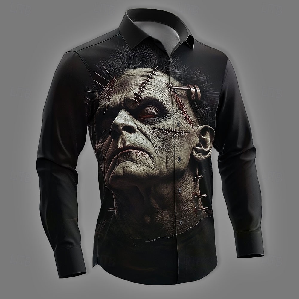 Herren Zombies Horror Hemd Knopfhemd Langarm Dunkler Gothic-Stil Ferien Streetwear Frühling Herbst Umlegekragen 3D-Druck Hemden mit Kragen Schwarz 1 Schwarz Schwarz 2 2026 - $27.99 –P3