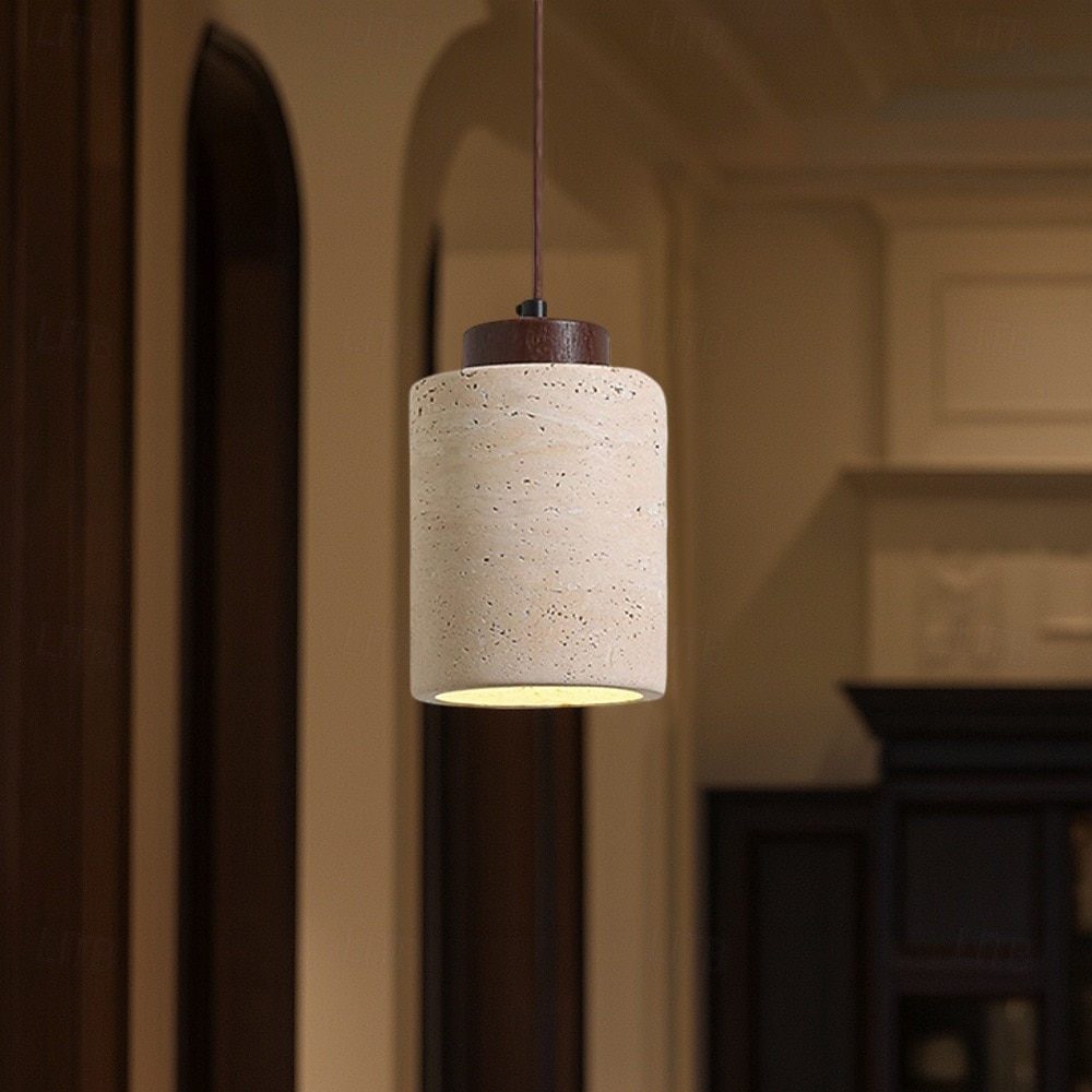 lampada a sospensione in pietra naturale nordica cilindro piccolo metà secolo moderno appeso 85-265v del 2025 a $67.99 –P18