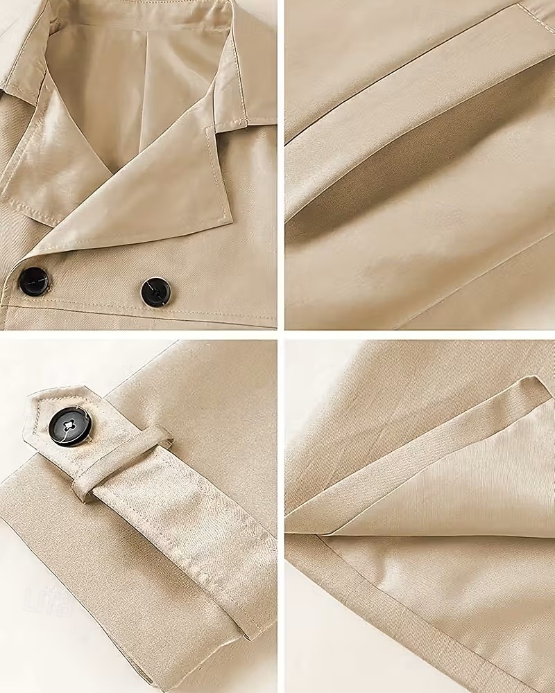 Herren Mantel Trenchcoat Langer Trenchcoat Urlaub Täglich Frühling Herbst Polyester Winddicht Oberbekleidung Bekleidung Mode Klassisch Einfach Tasche Revers Doppelreihig 2025 - $44.99 –P8