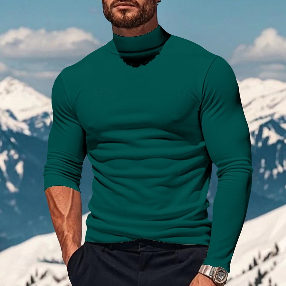 Férfi Pamut póló Tee Top Hosszú ujjú ing Gúnyos garbó Hosszú ujj Körgallér Halom nyak Tél Tavasz & Ősz Tömör szín Napi Alkalmi Utcai stílus Magasnyakú Sima Hétköznapi Napi Szabadtéri Fekete Fehér 2026 - $18.99 –P8