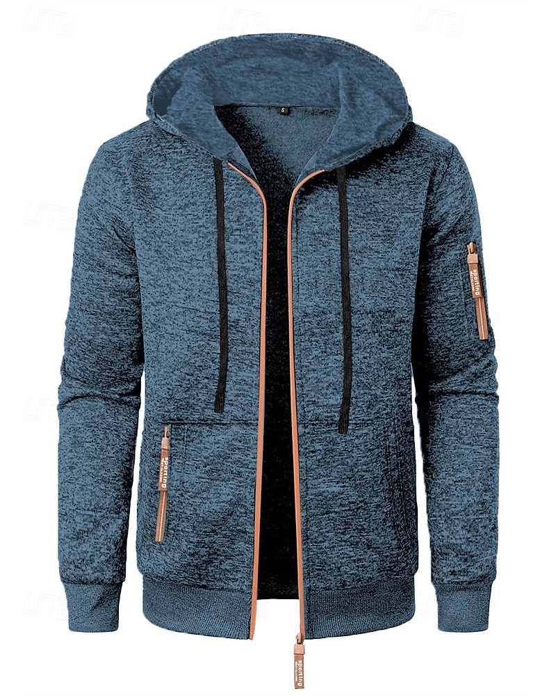 Herren Freizeitjacke Pullover Mantel Urlaub Täglich Warm Tasche Herbst Winter Einfach Mode Klassisch Mit Kapuze Regulär Schwarz Marineblau Blau Dunkelgray Jacken 2025 - $19.49 –P14