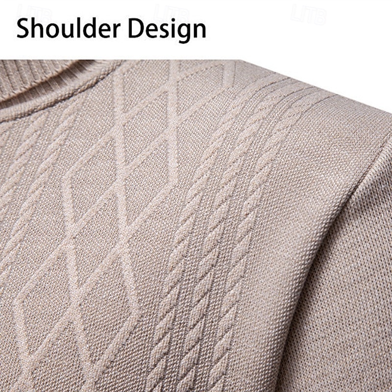 Herren Pullover Strickpullover Gerippt Stricken Normale Oberteile Gestrickt Einfach Rollkragen Mode Basic Urlaub Alltagskleidung Bekleidung Herbst Winter Wein Schwarz S M L 2025 - $17.99 –P16