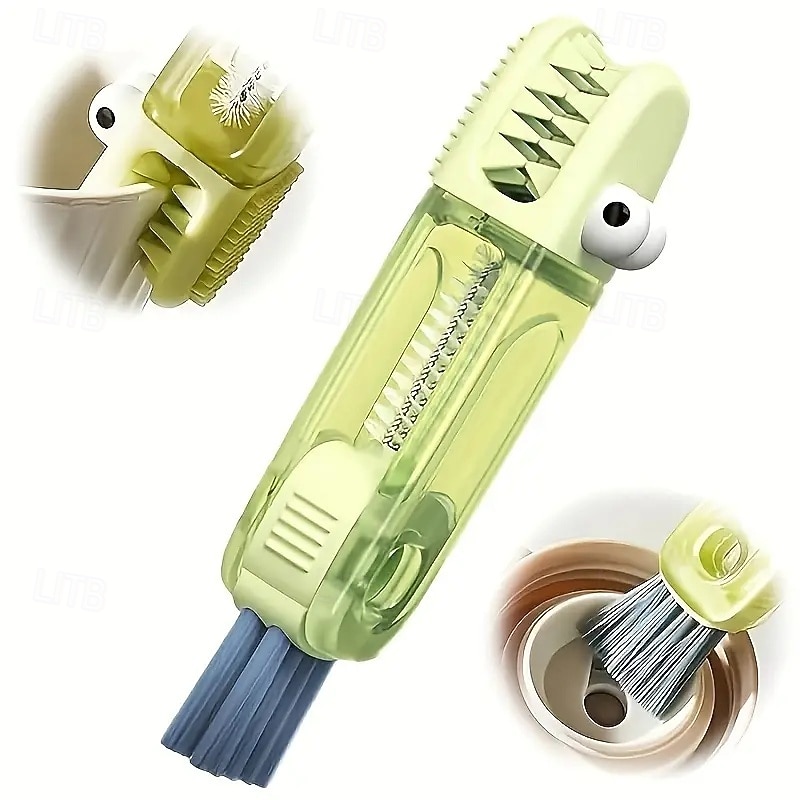 Cepillo de limpieza de cocodrilo 3 en 1 con cepillos de fregado intercambiables, juego de cepillos para limpiar grietas, para espacios reducidos entre biberones, vaso apto para biberones, ranuras y 2025 - $6.49 –P5