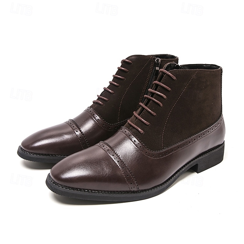 Schwarze High-Top-Stiefel aus Kunstleder für Herren mit stilvollem Design und elastischen Seiten, perfekt für formelle Anlässe, die Arbeit und elegante Freizeitkleidung 2026 - $54.99 –P2