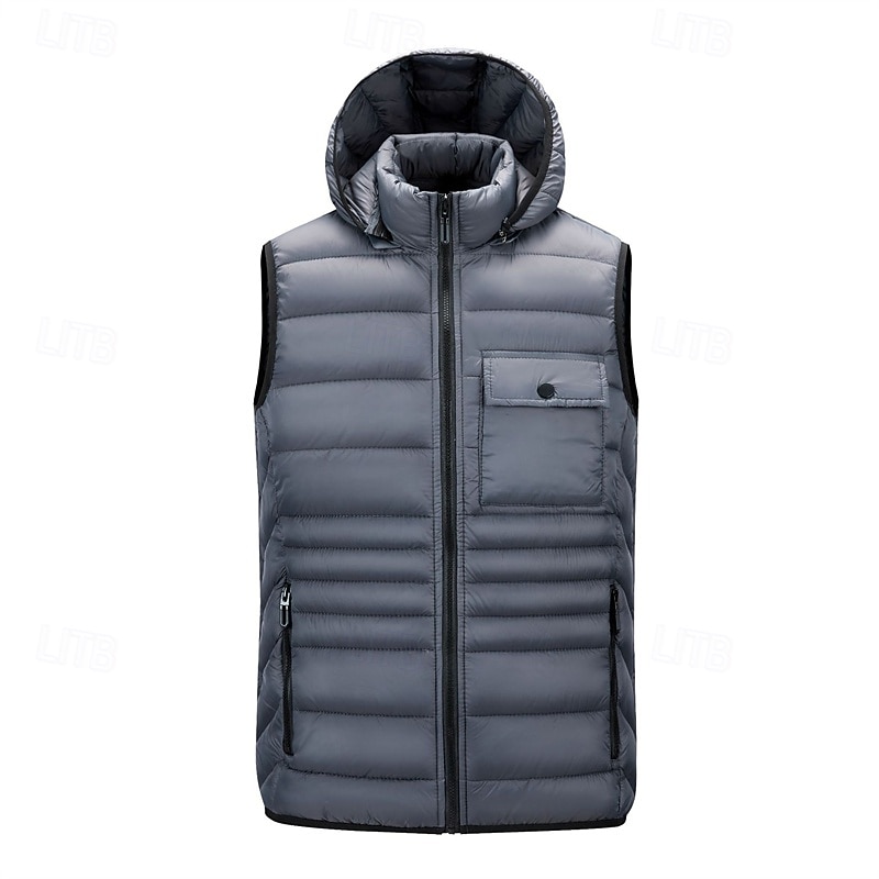 Herren Steppweste Weste Gilet Urlaub Täglich Date Mode Lässig Herbst Winter Tasche Nylon Warm Bequem Einfarbig Reisverschluss Mit Kapuze Normale Passform Schwarz Burgunderrot Armeegrün Dunkelblau 2025 - $44.99 –P10