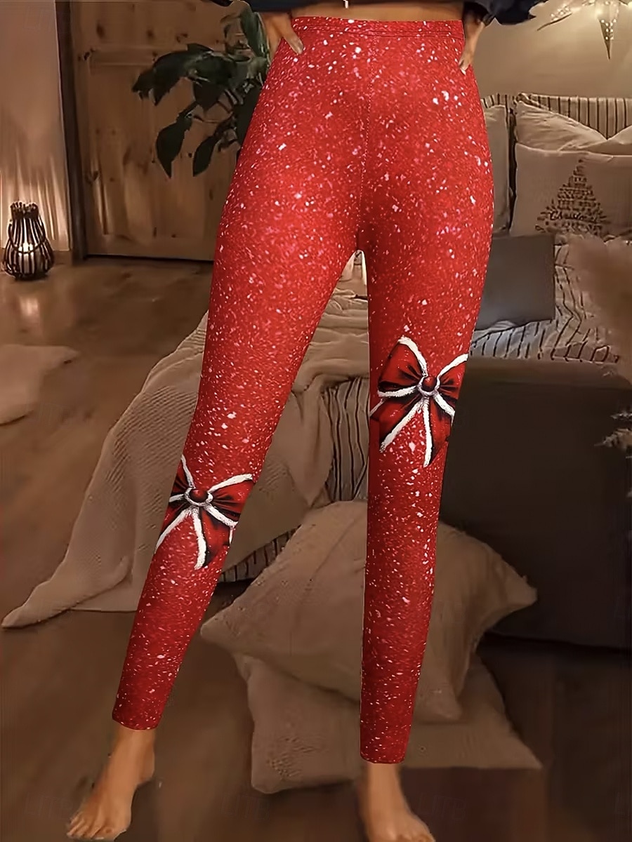 Mujer Polainas Vacaciones Vintage Moda Longitud total Alta cinturaPantsNavidad Graphic Estampado Mantiene abrigado Suave Transpirable Elástico Formal Exterior Vacaciones Rojo Verano Primavera Otoño 2025 - $26.99 –P3