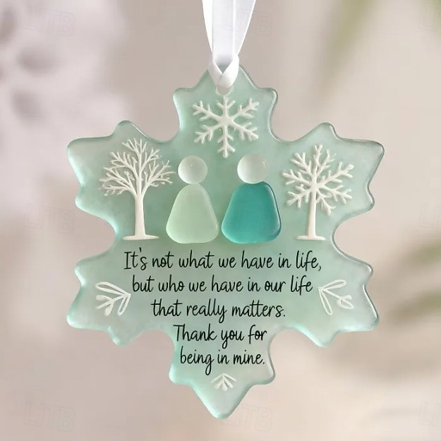 Snowflake Shaped Acrylic Snowflake Sea Glass Friendship Christmas Ornament Unique Friendship Keepsake Coastal Winter Xmas Tree Decoration Ideal Gifts for Best Friends 2025 - $10.99 –P7