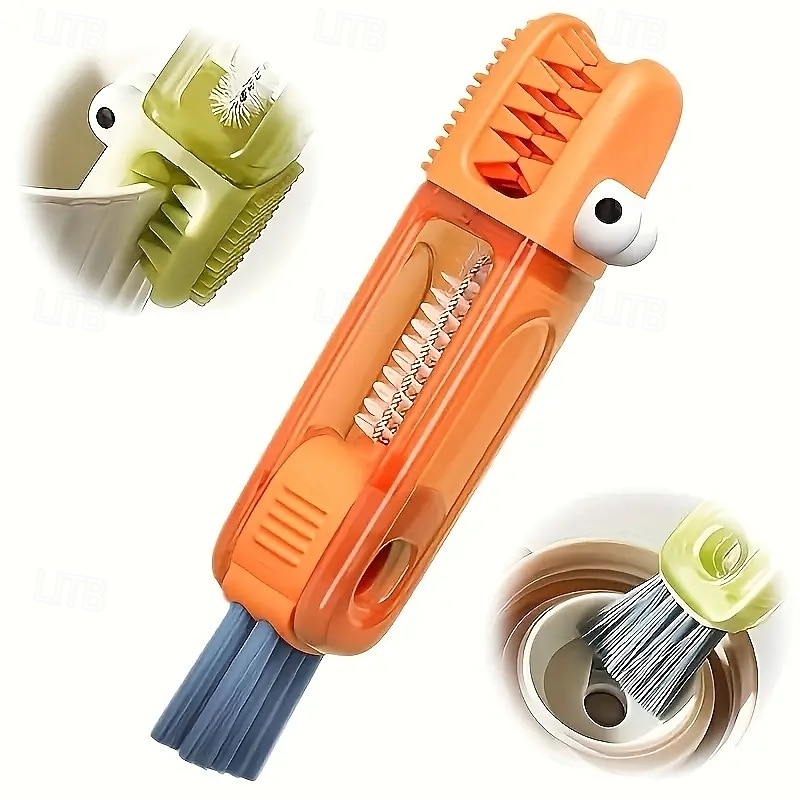 Cepillo de limpieza de cocodrilo 3 en 1 con cepillos de fregado intercambiables, juego de cepillos para limpiar grietas, para espacios reducidos entre biberones, vaso apto para biberones, ranuras y 2025 - $6.49 –P6
