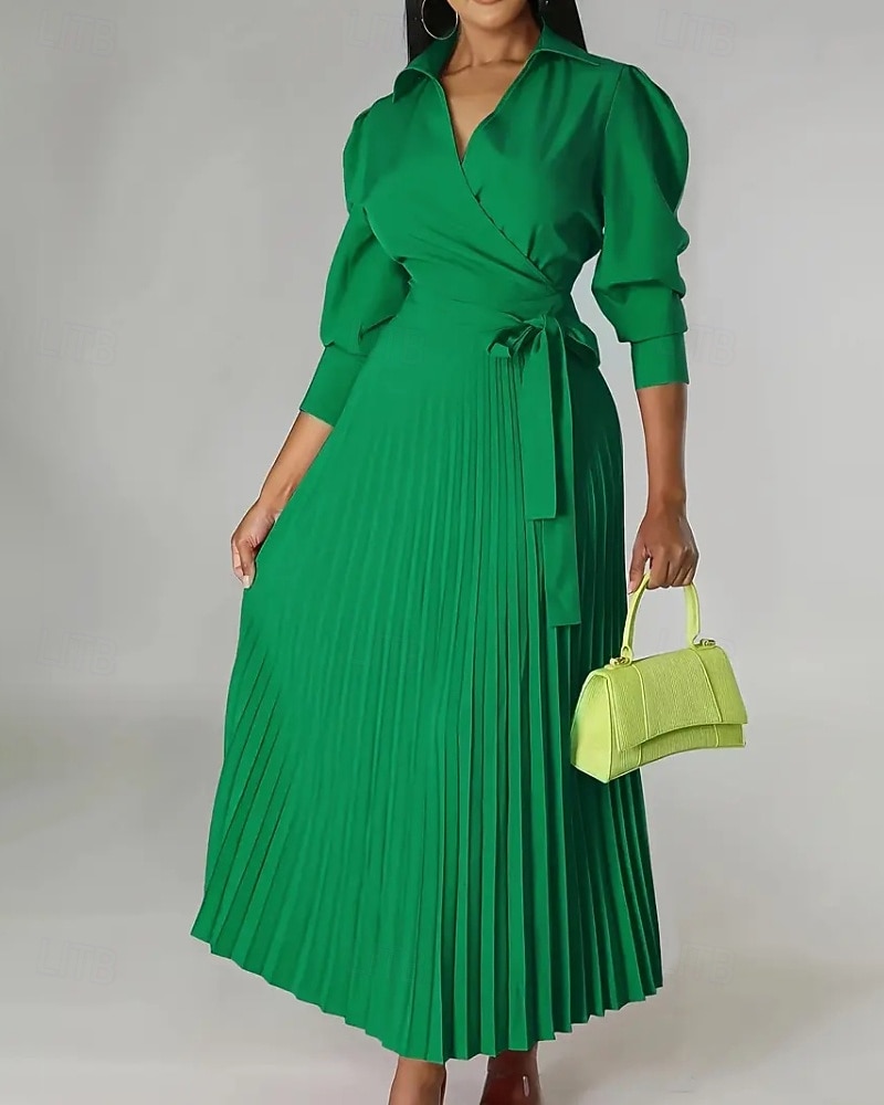 Dámské Midi šaty Šaty na párty Koktejlky Saténové šaty Slip Dress Elegantní Moderní Venkovní Párty Večerní oslava Běžný Bez vzoru Dlouhý rukáv Košilový límec Růžová růžová Černá Světlá růžov 2025 - $36.99 –P4