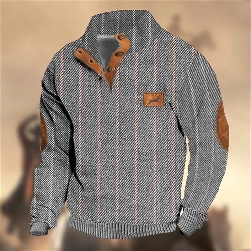 Per uomo Maglia Nero Vino Blu marino Verde Grigio chiaro Colletto Mao Renna A righe Patchwork Sport & Outdoor Quotidiano Ferie Poliestere Streetwear Essenziale Casual Primavera Autunno Abbigliamento del 2026 a $30.99 –P4