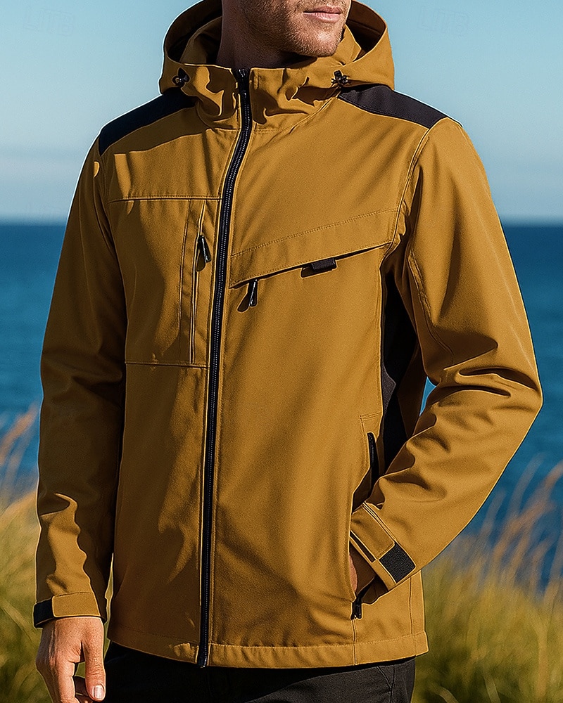 Men's Windbreaker Softshell Jacket Hiking Jacket Outdoor Waterproof Windproof Hiking Outfits Hiking Clothes Spring Autumn / Fall Top Fishing Camping / Hiking / Caving Running Solid Color Black Army 2026 - $53.99 –P10