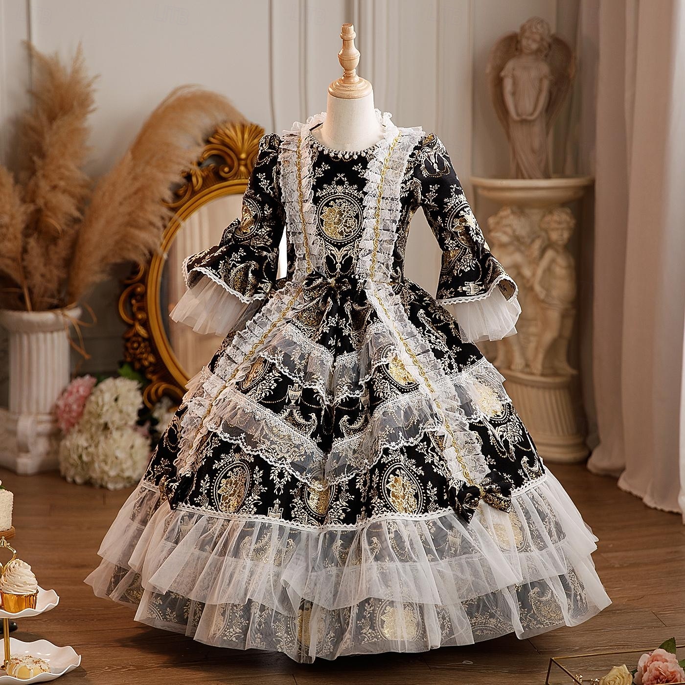 Rokoko Steampunk schick Maxi Partykostüm Zubehör Glockenärmel Prinzessin Schleife Retro Ballkleid Spitzkragen Kostüm Mädchen königlich Weihnachten Halloween Karneval Maskerade Hochzeitsfeier Festival 2026 - $170.99 –P11