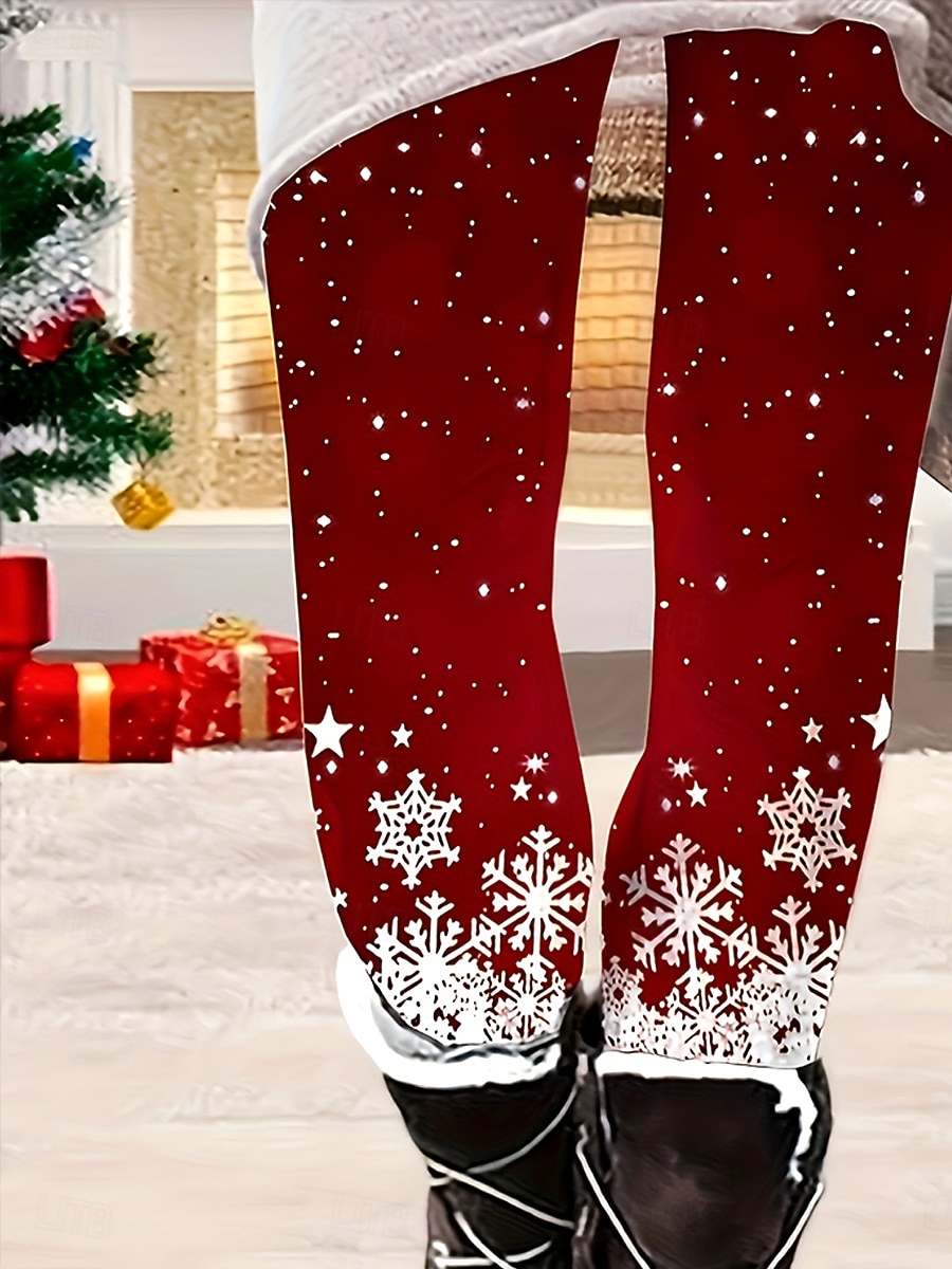 Femmes Leggings Vacances ancien Mode Longueur complète Taille hautePantsNoël Graphique Dégradé Motif de flocon de neige Impression Doux Respirant Haute Élasticité Vacances Rue Décontracté Rouge de 2025 ? $26.99 –P2