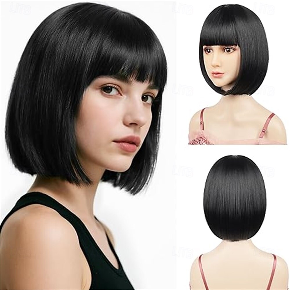 Carnival-peruukki 2026 Musta Sininen Violetti Suora Bob Lyhyt Synteettinen festivaaliperuukki Mardi Gras Paraati Cosplay-asun hiukset varten Naisten 2026 - $16.49 –P4
