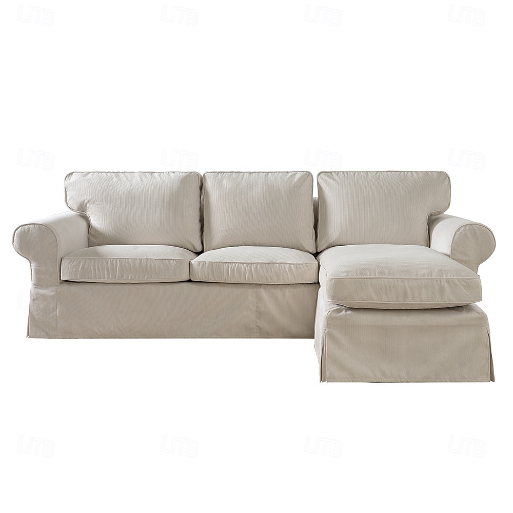 Divano a 3 posti Ektorp con fodera per chaise longue, fodera in velluto a coste trapuntato in tinta unita, resistente protezione antiscivolo per il soggiorno del 2025 a $348.39 –P3
