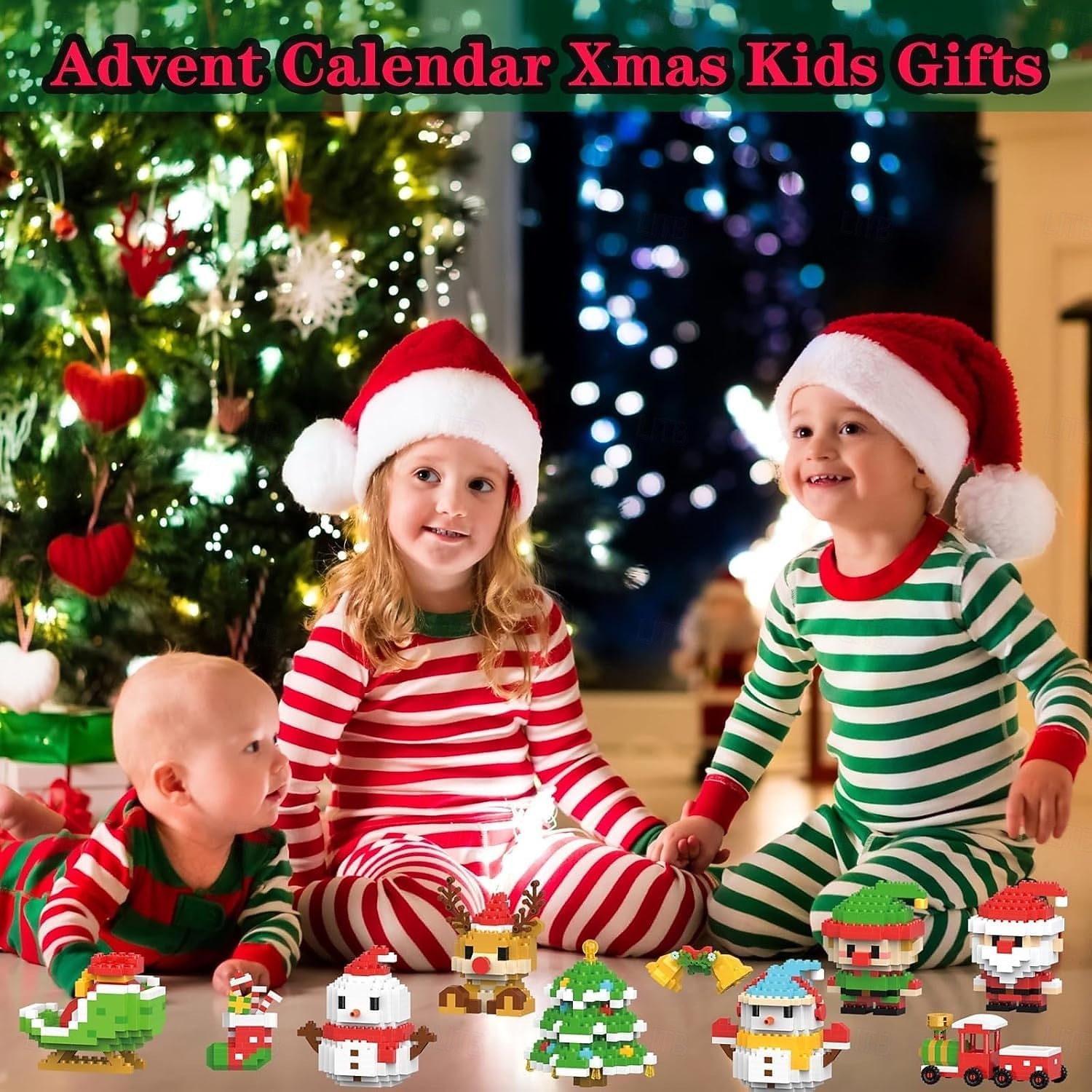 τουβλάκια δομικών κατασκευών με σχέδιο Άγιου Βασίλη, συσκευασία 12 χριστουγεννιάτικων τουβλάκια στολίδια παιχνίδια, μίνι φιγούρες κατασκευών, χριστουγεννιάτικες κάλτσες, δώρα μπομπονιέρες για πάρτι, 2025 - $19.99 –P10