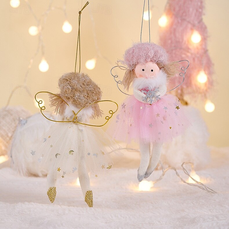 3 шт. рождественских ангелочков ручной работы, елочные украшения в виде розовых ангелочков, небольшие подвесные украшения для девочек, декор для праздничной вечеринки 2025 - $17.99 –P16