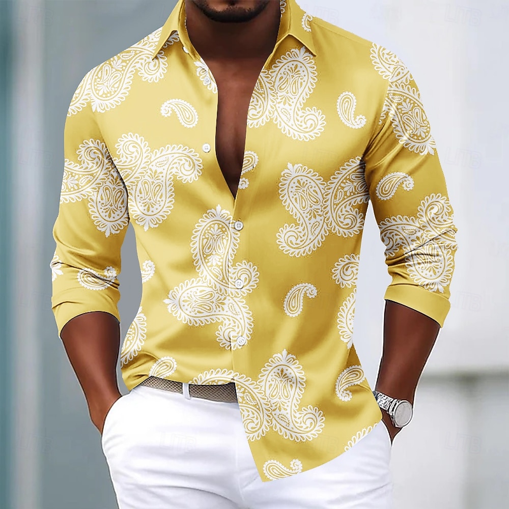 Per uomo Paisley Stampa Floreale Etnico Camicia Camicia in raso Camicia elegante Manica Lunga Vintage Retrò Vacanza Abbigliamento Quotidiano Estate Primavera Autunno Collo ripiegato Stampa 3D Camicie del 2026 a $29.99 –P4