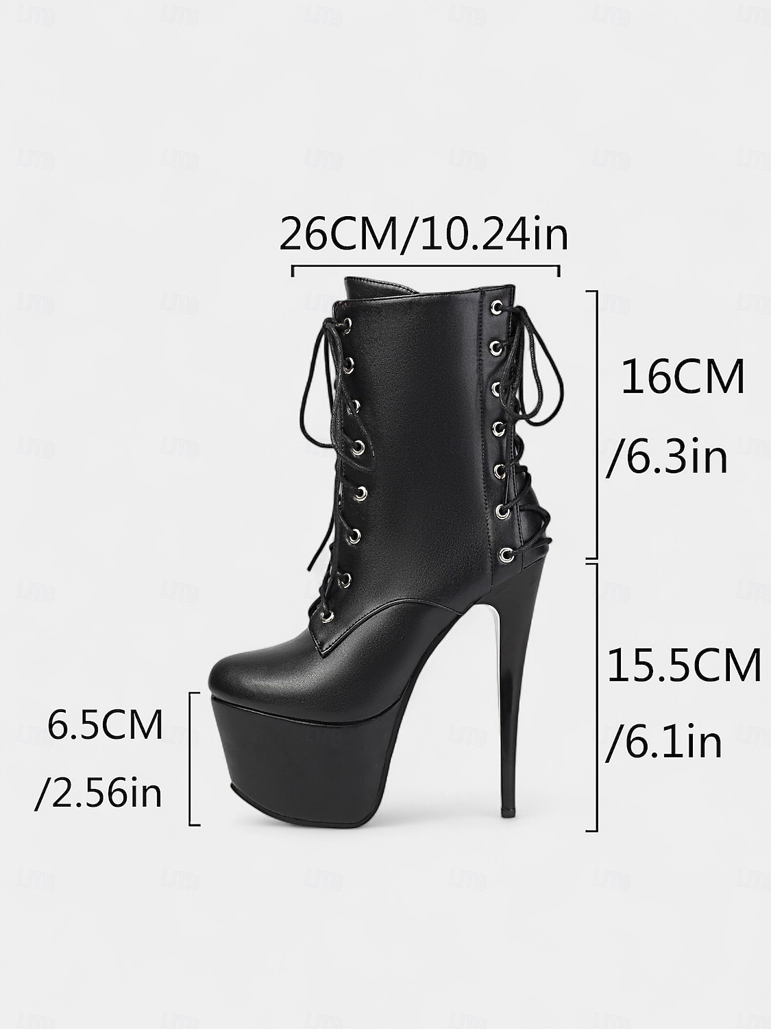 Botas femininas pretas de couro sintético com cadarço e plataforma - botas curtas sensuais de salto agulha alto para a vida noturna &pole dance de 2025 por $84.99 –P1