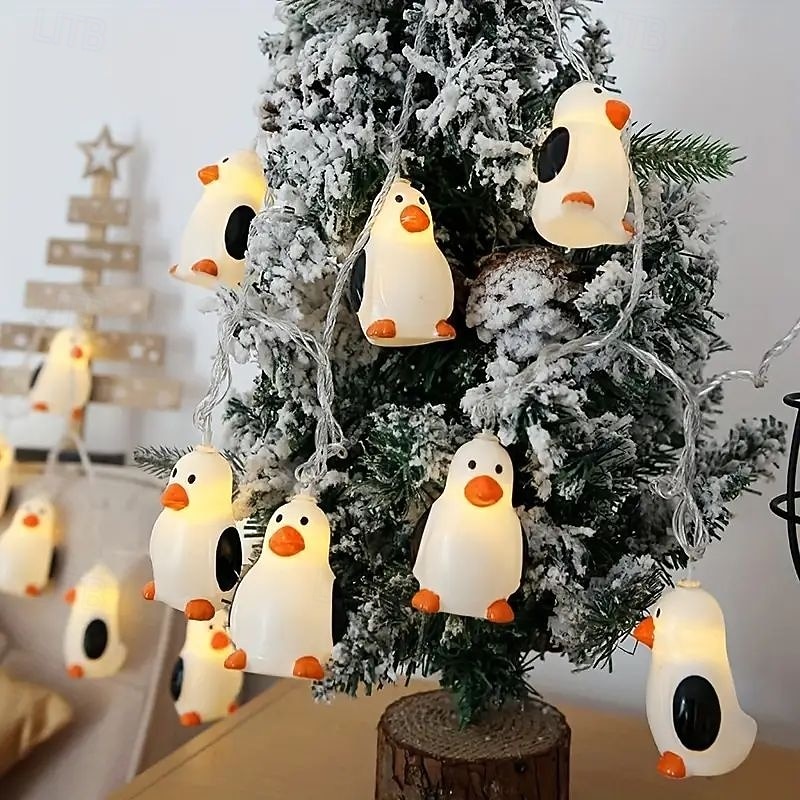 Guirlande Lumineuse Pinguin Féérique 1.5m 10LEDs Alimentée par Pile Chambre d'Enfants Affichage à Domicile Fenêtre Fête d'Anniversaire Décoration Hivernale de 2026 ? $14.49 –P3